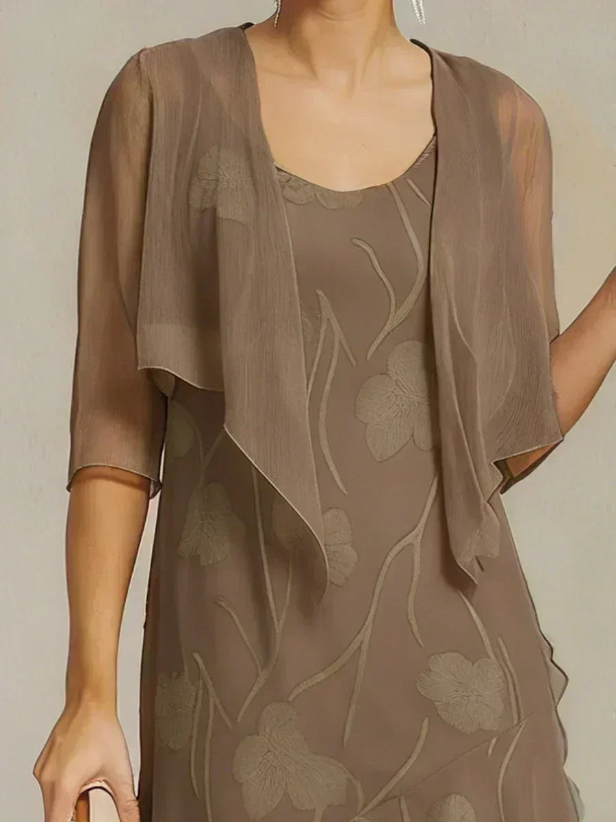 Bloemen-Doorschijnende Chiffon Shrug met 3/4-Mouwen
