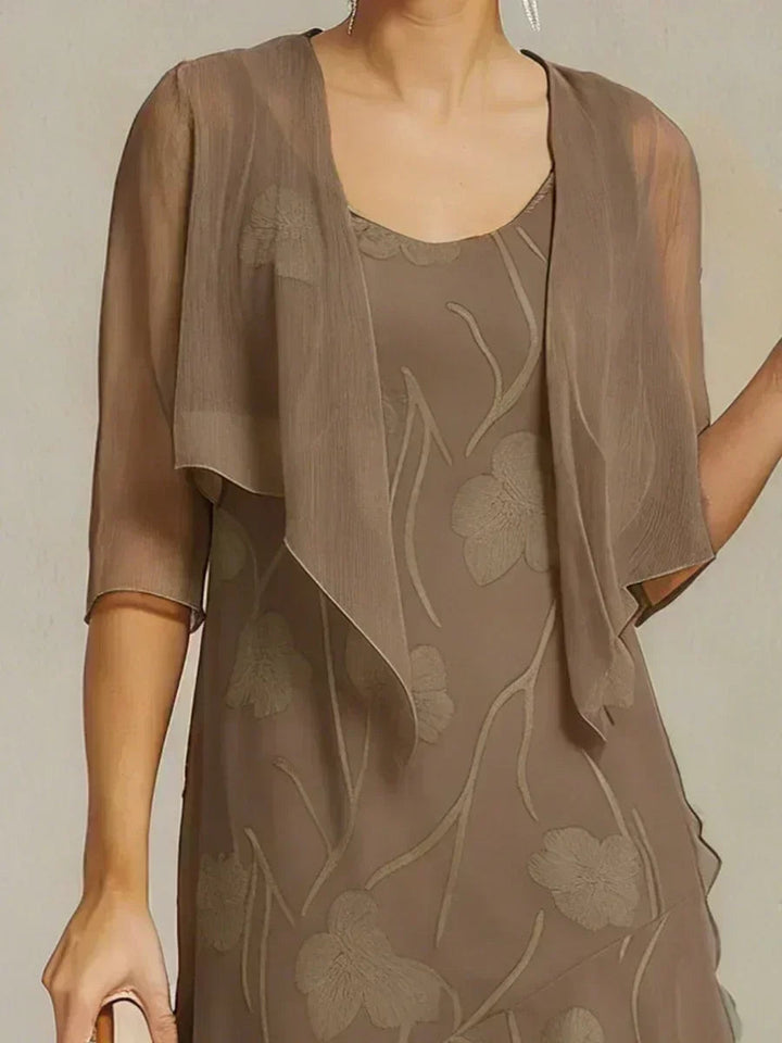 Bloemen-Doorschijnende Chiffon Shrug met 3/4-Mouwen