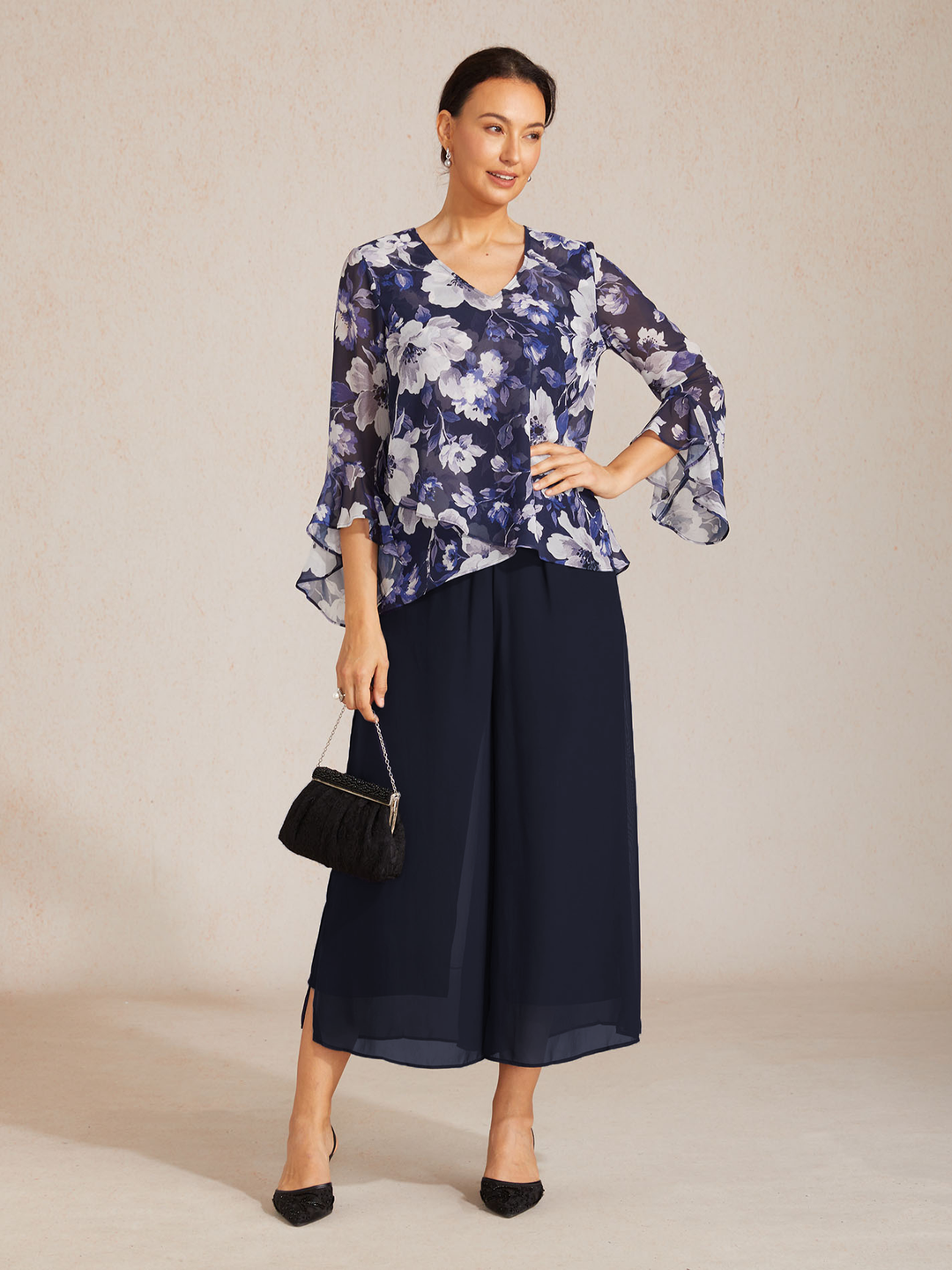 Elegante Boho Chiffon Blouse met Ruches aan de Mouwen