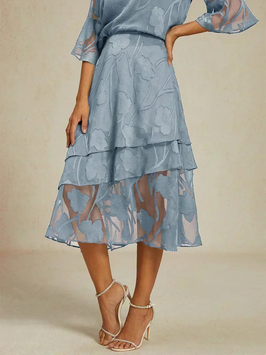 Floral Chiffon Midi Skirt