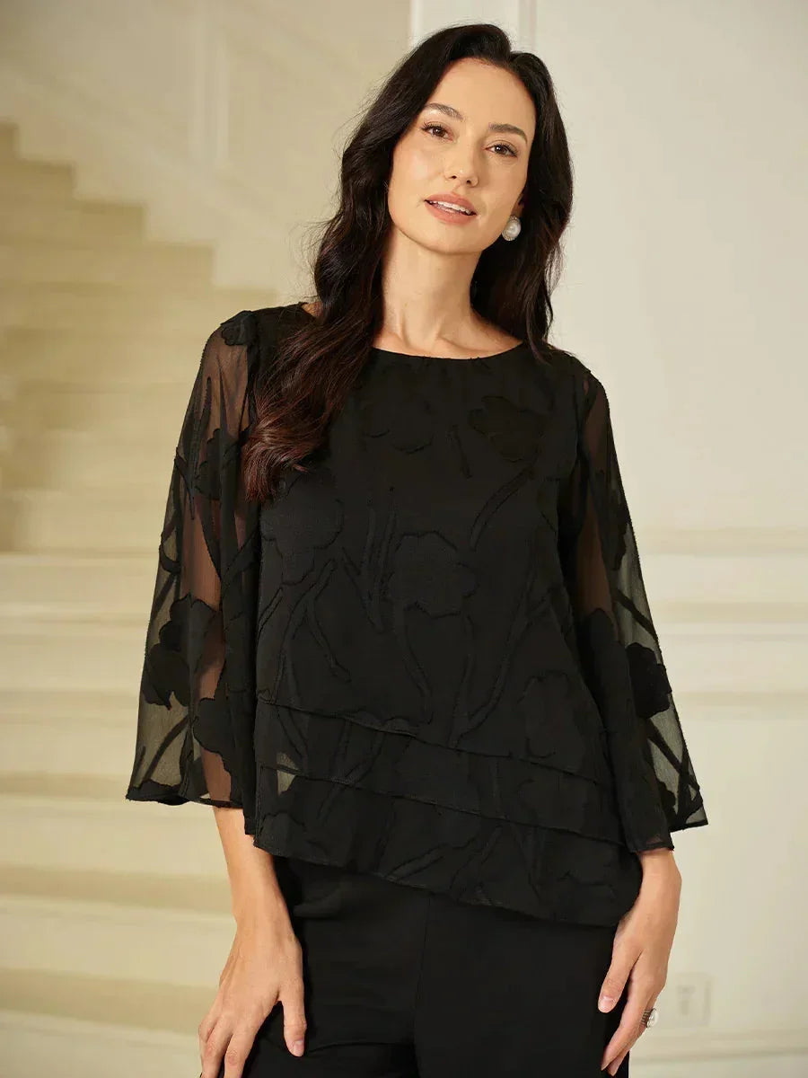 Gelaagde Chiffonblouse met Bloemenprint