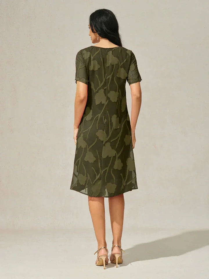 Transparante Chiffonjurk met Bloemenprint, Kniehoogte, A-lijn