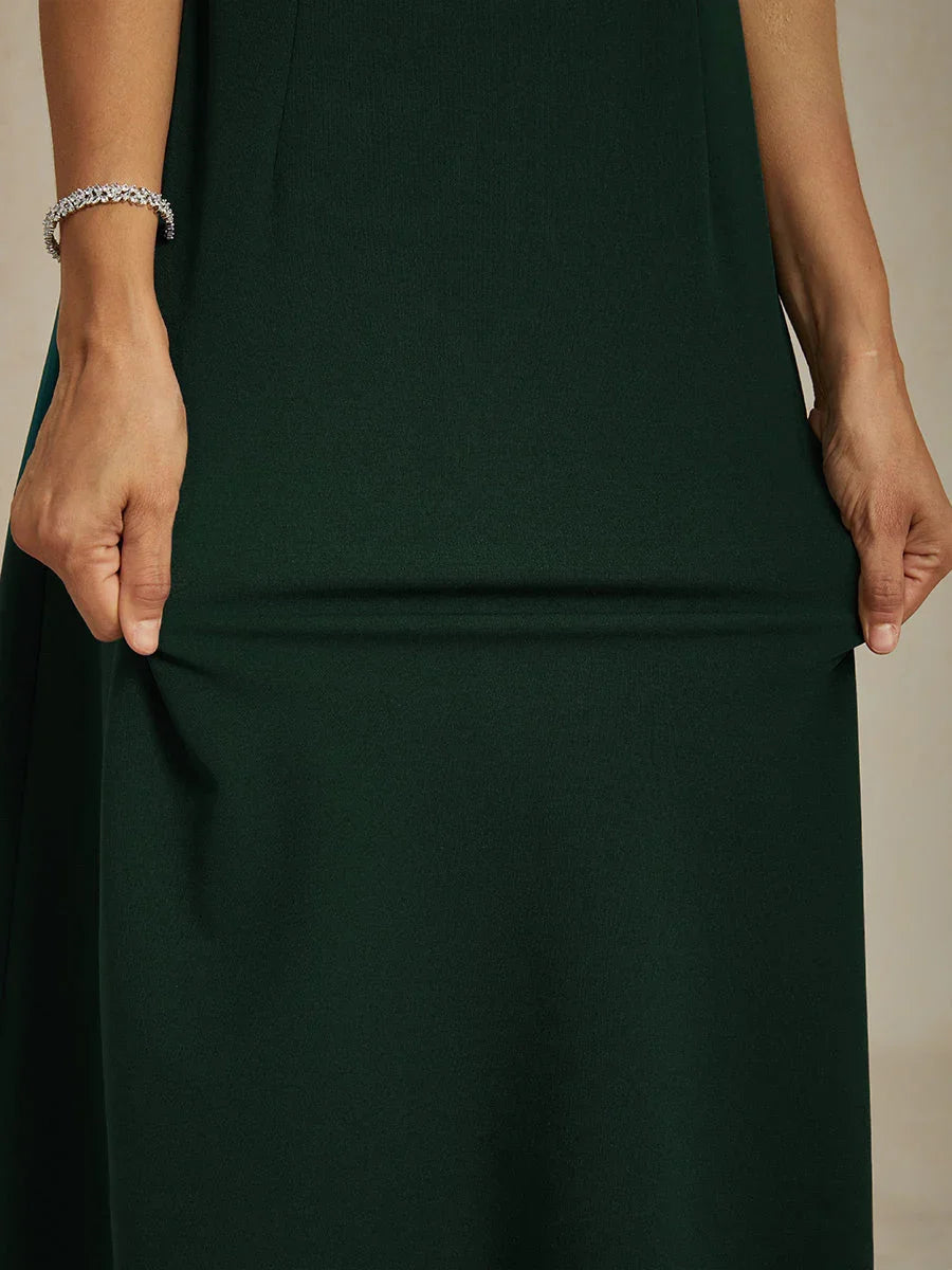 Mouwloze koker midi-jurk