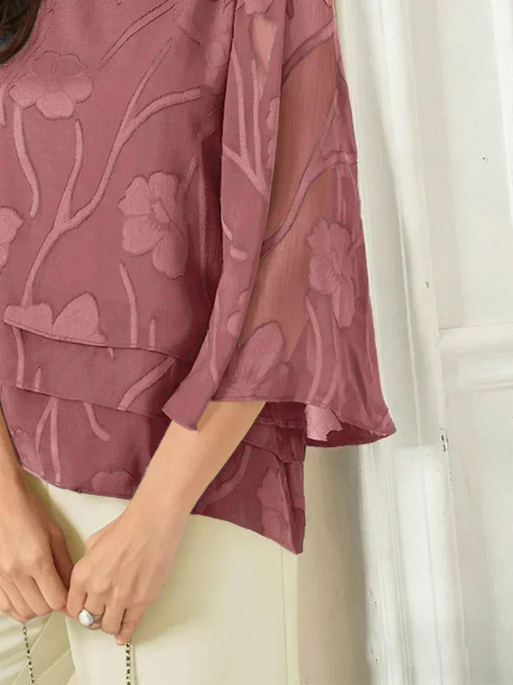 Chiffon Bloemenlaagjes Blouse