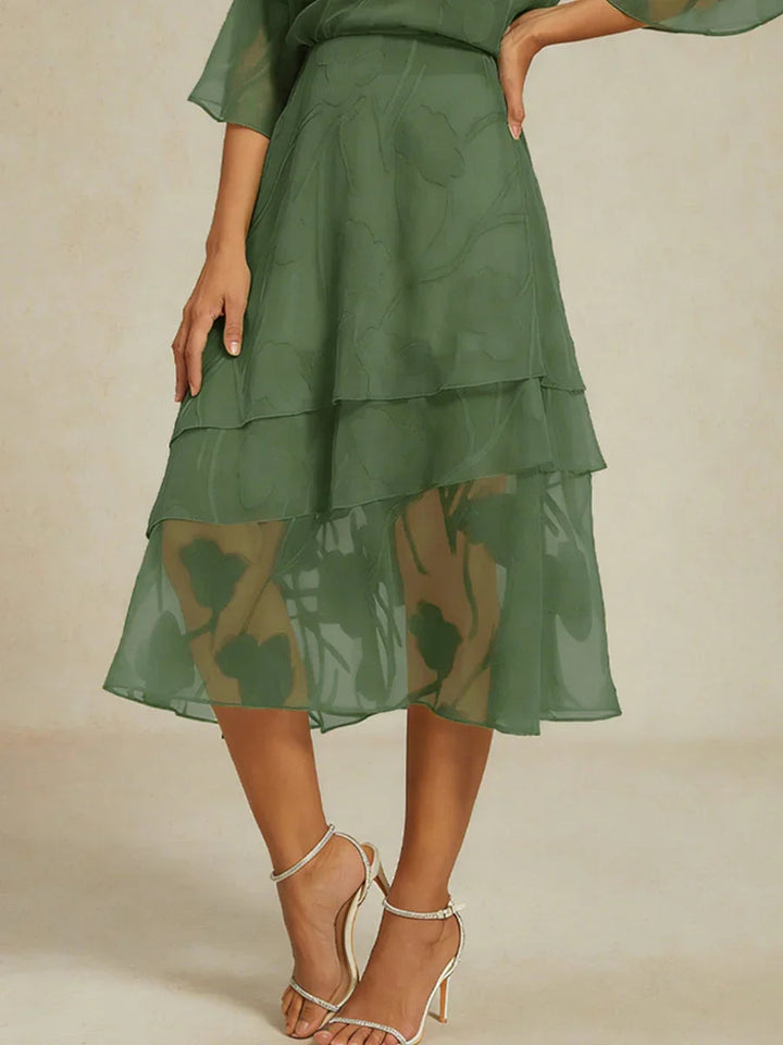 Gebloemde Chiffon Midi-Rok