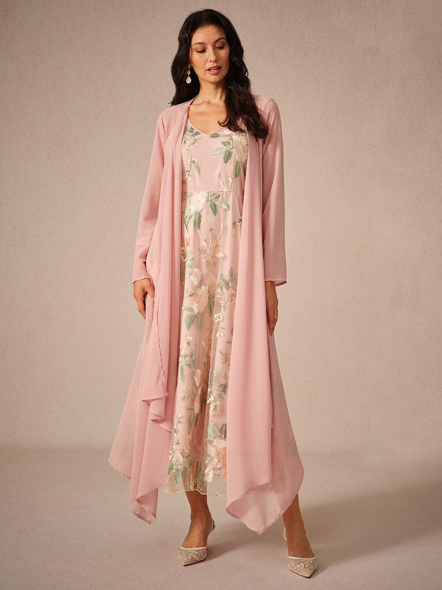 Geborduurde kanten chiffon jurk set