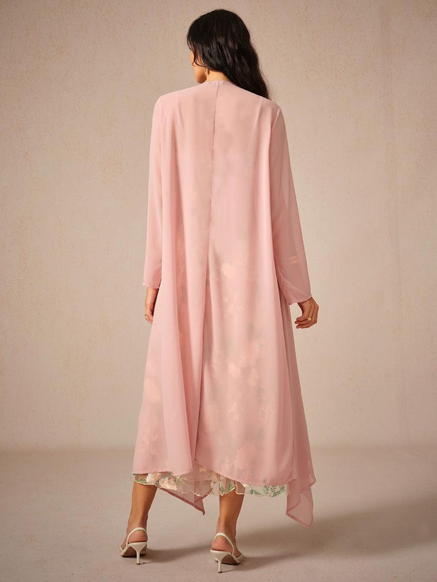 Geborduurde kanten chiffon jurk set