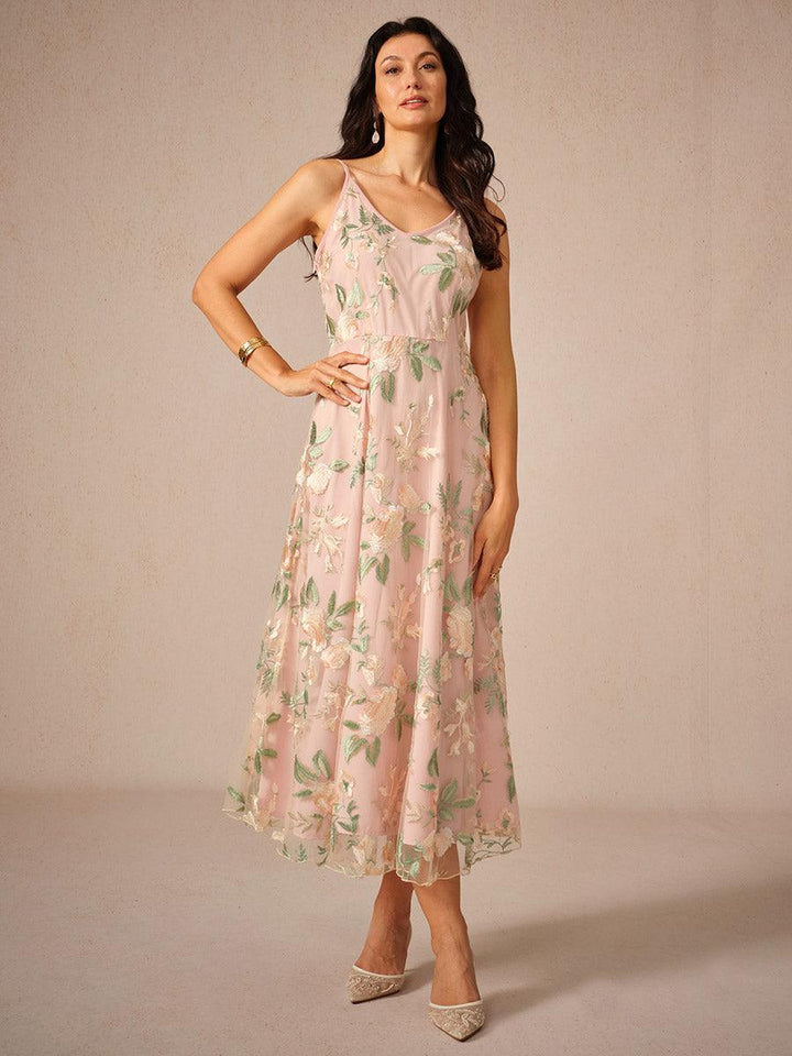 Geborduurde kanten chiffon jurk set