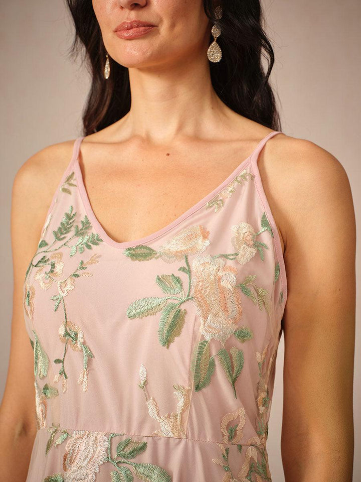 Geborduurde kanten chiffon jurk set