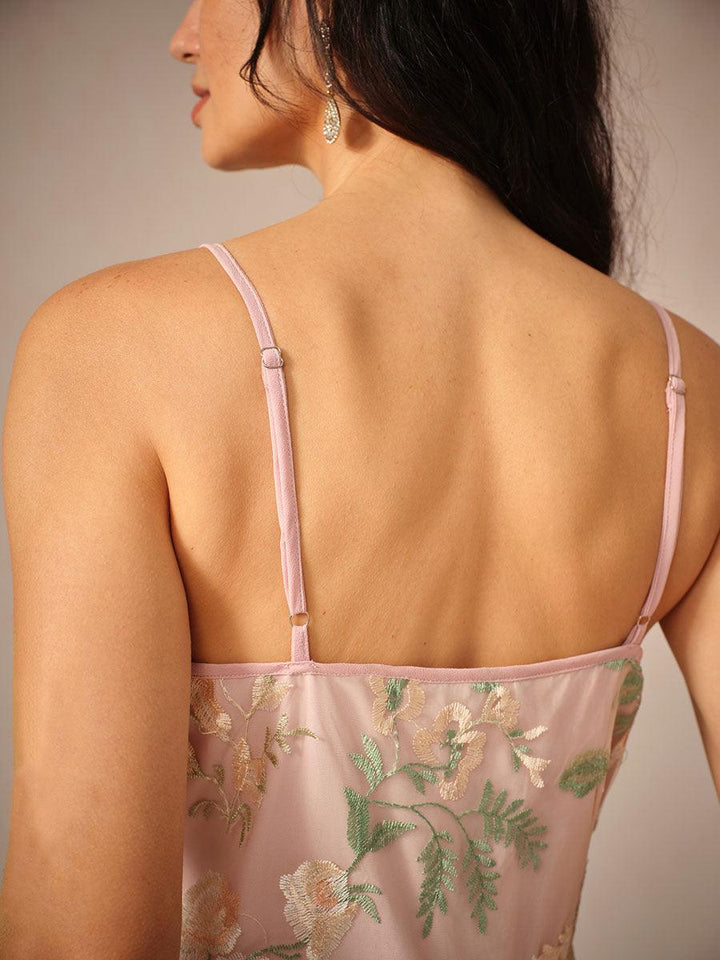 Geborduurde kanten chiffon jurk set