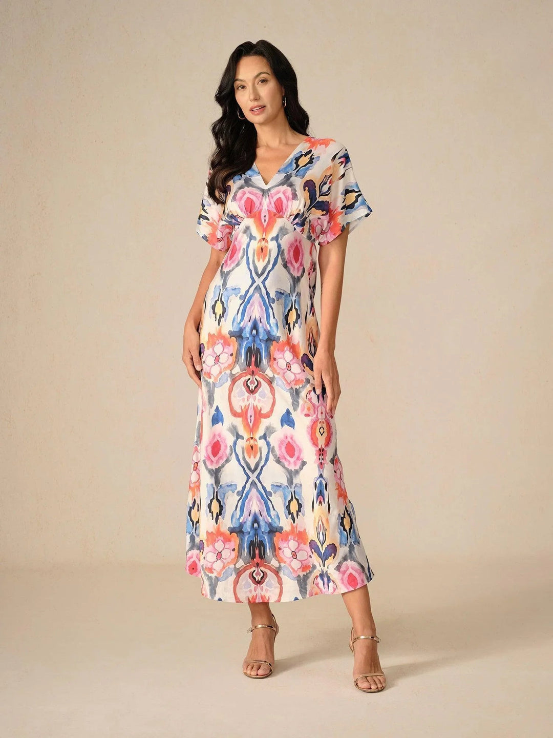 Satijn Tie-dye Marmerprint Maxi-jurk