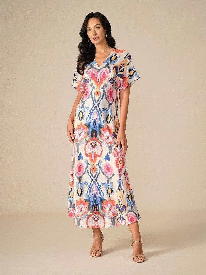 Satijn Tie-dye Marmerprint Maxi-jurk