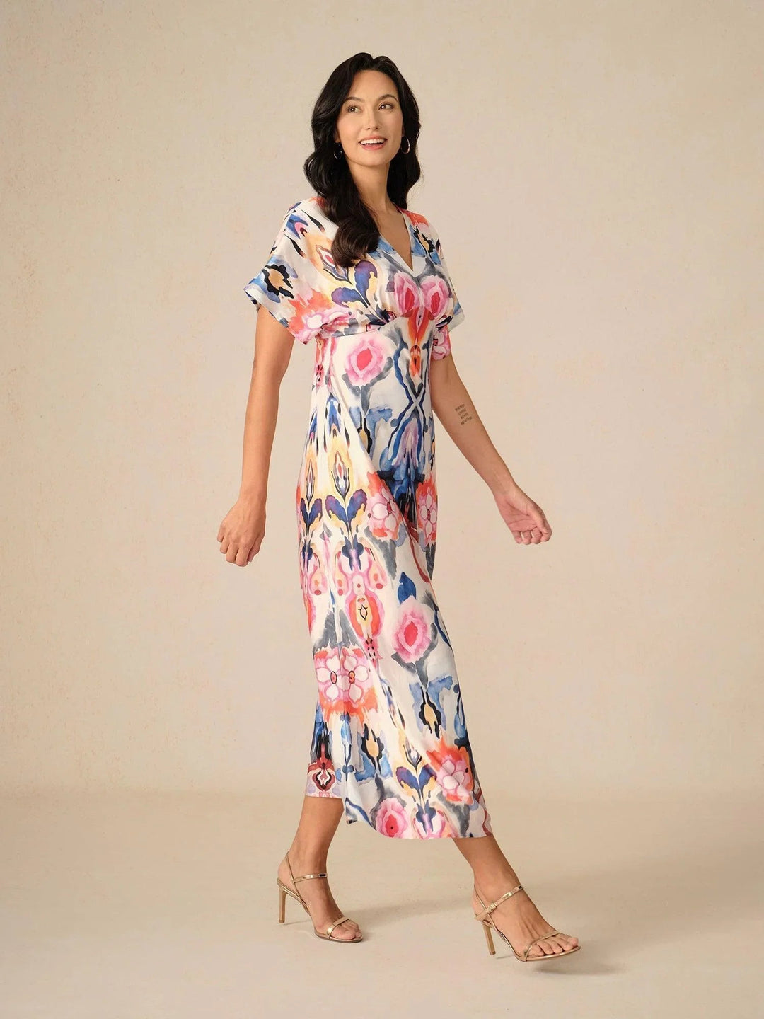 Satijn Tie-dye Marmerprint Maxi-jurk