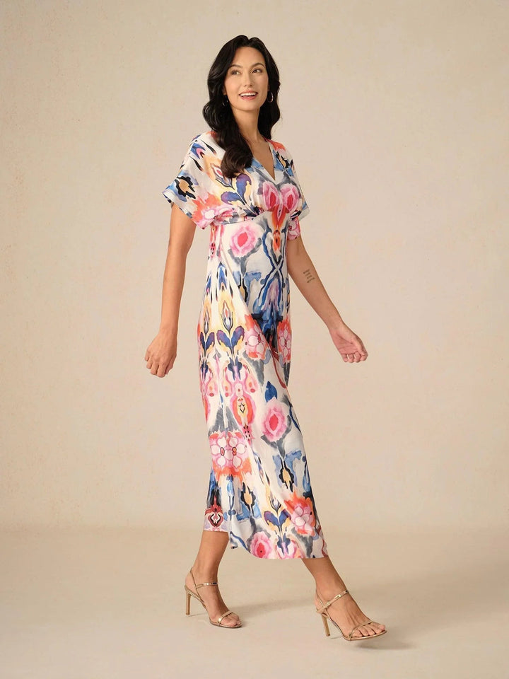Satijn Tie-dye Marmerprint Maxi-jurk