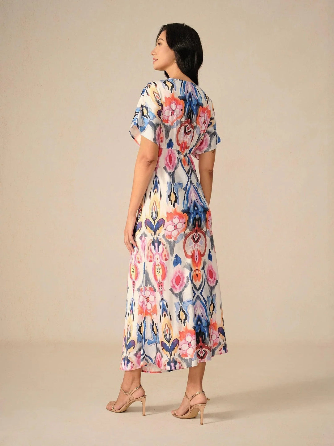 Satijn Tie-dye Marmerprint Maxi-jurk