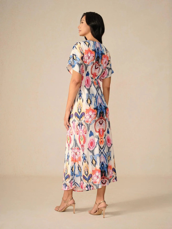 Satijn Tie-dye Marmerprint Maxi-jurk