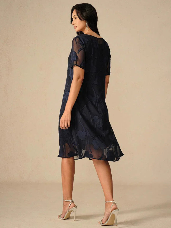 Transparante Chiffonjurk met Bloemenprint, Kniehoogte, A-lijn