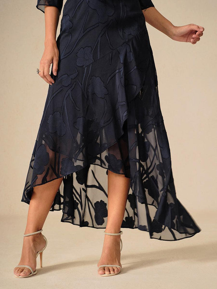 Bloemenchiffon Mouwloze Avondjurk met Asymmetrische Zoom