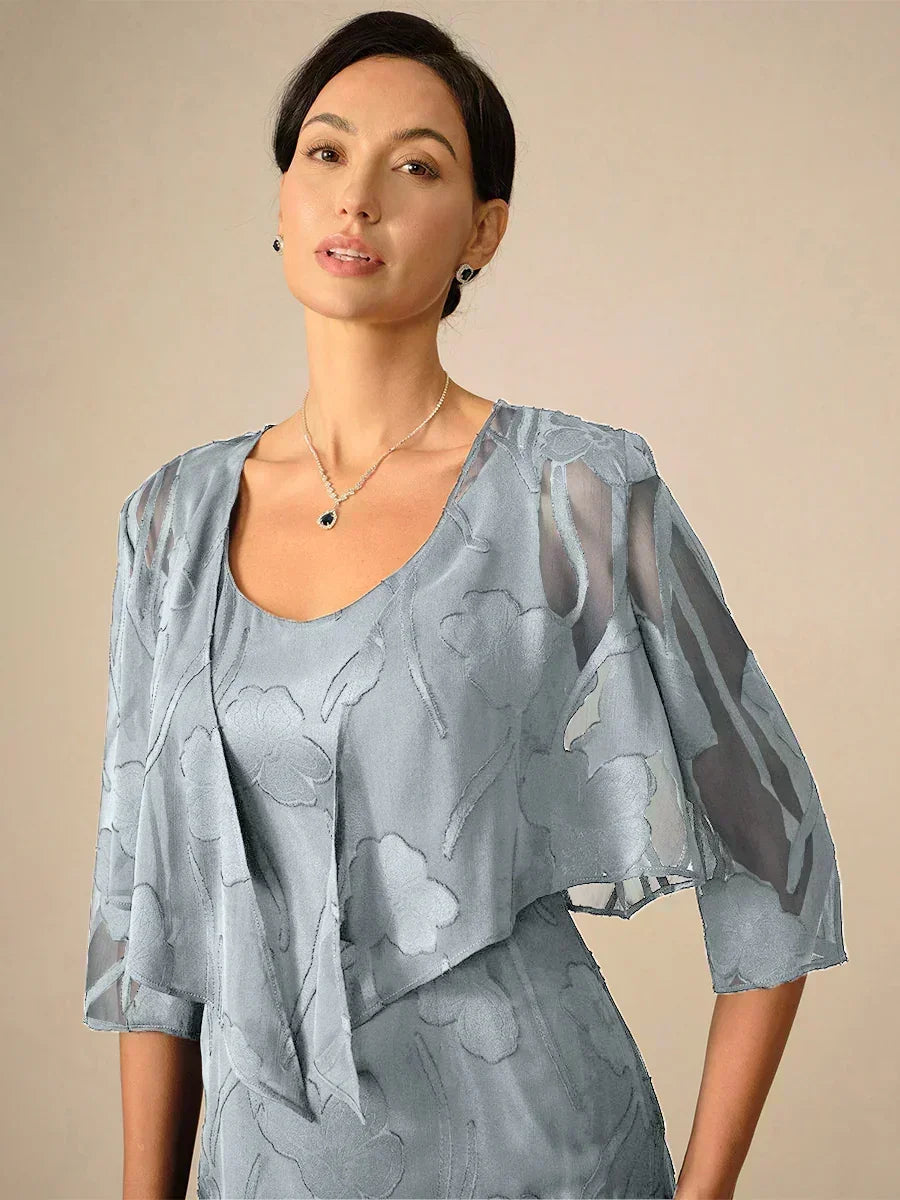 Floral Sheer Chiffon 3/4 Sleeve Shrug