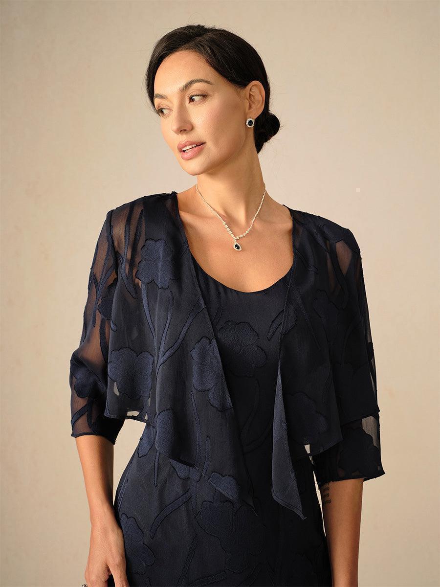 Bloemig Doorschijnend Chiffon Bolero Met 3/4-Mouwen