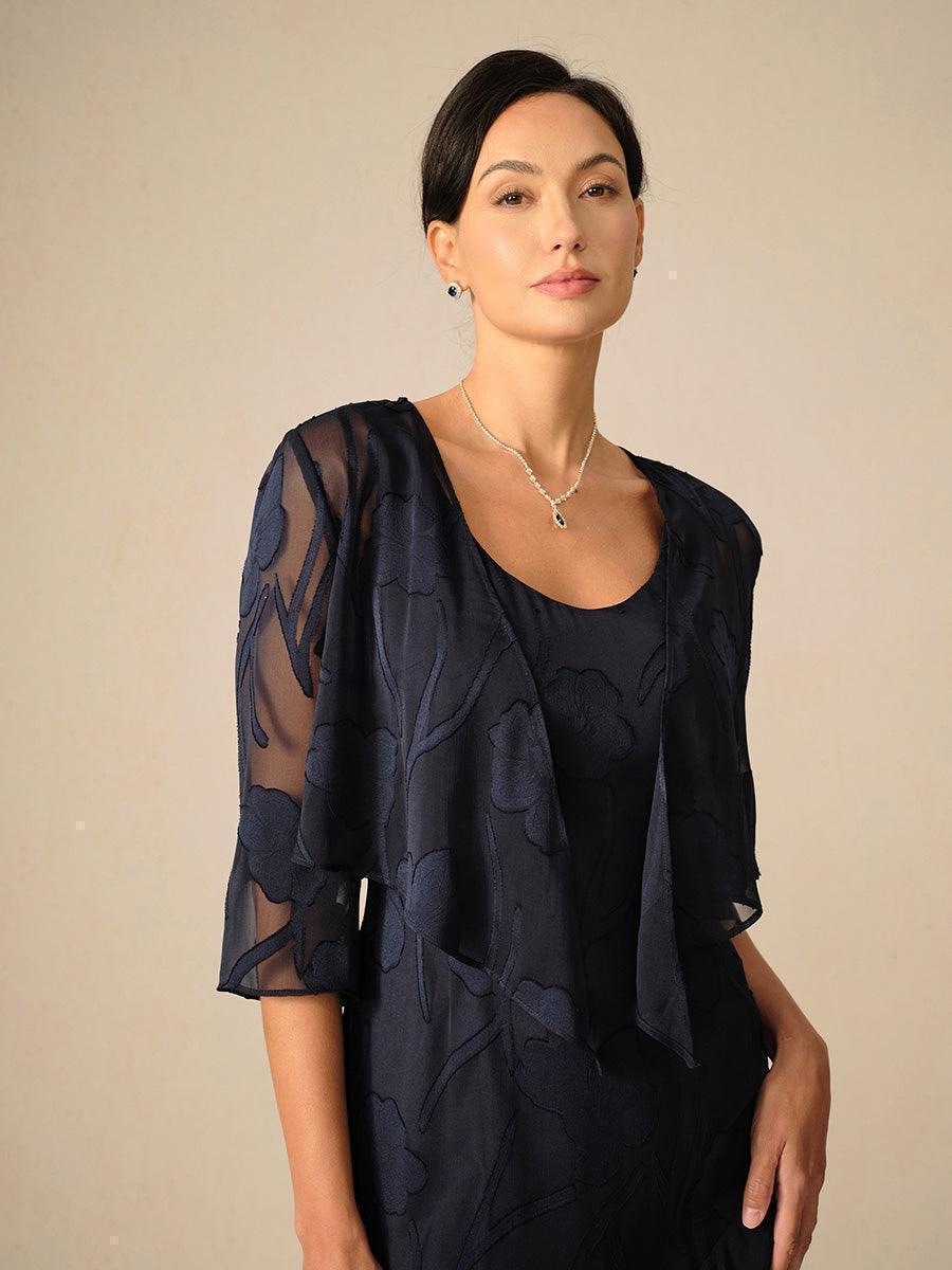 Bloemig Doorschijnend Chiffon Bolero Met 3/4-Mouwen