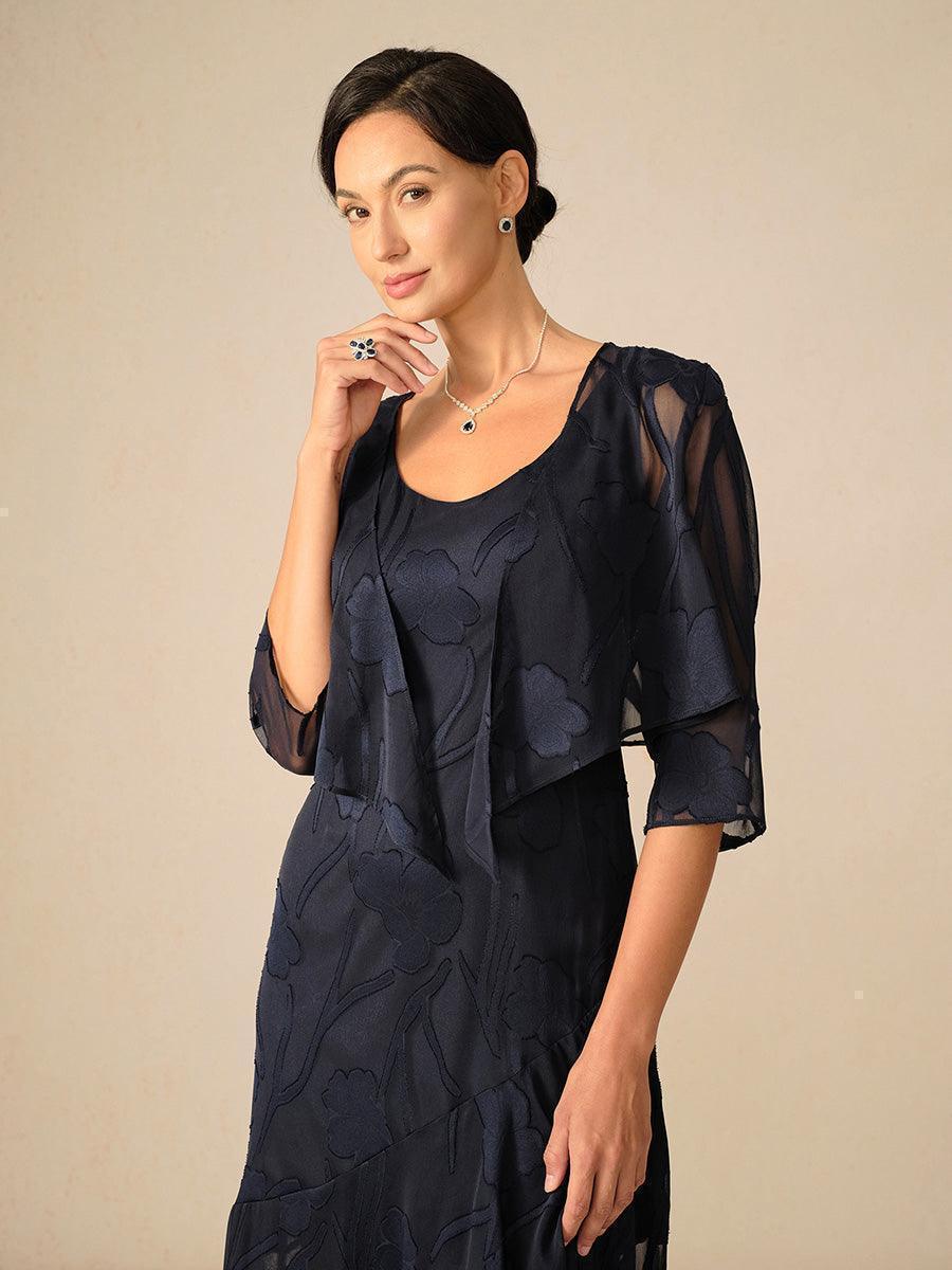Bloemig Doorschijnend Chiffon Bolero Met 3/4-Mouwen