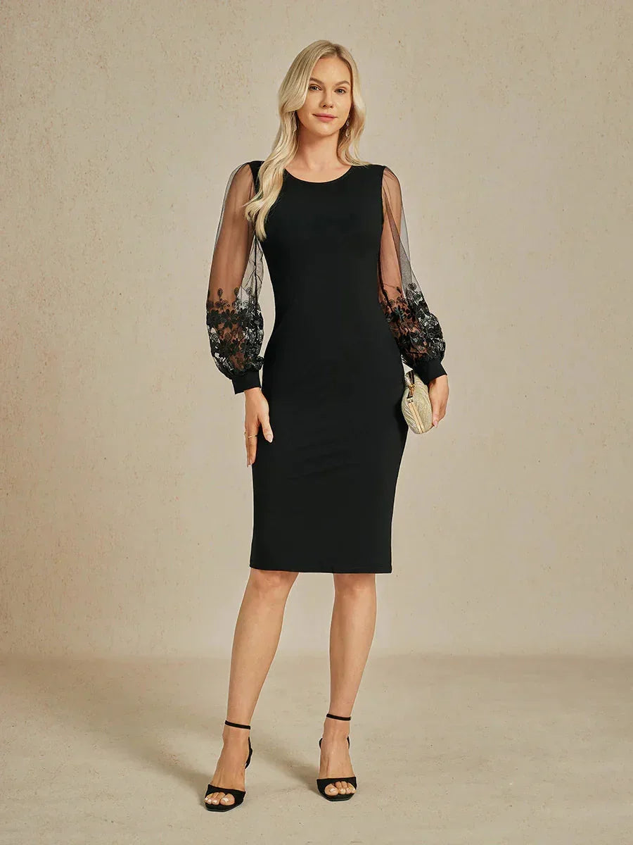 Bodycon Midi-jurk met Bloemenmouwen