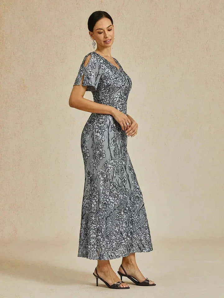 Elegante V-hals Cold Shoulder Paillettenjurk