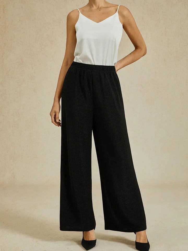 Metallic gebreide broek met rechte pijpen