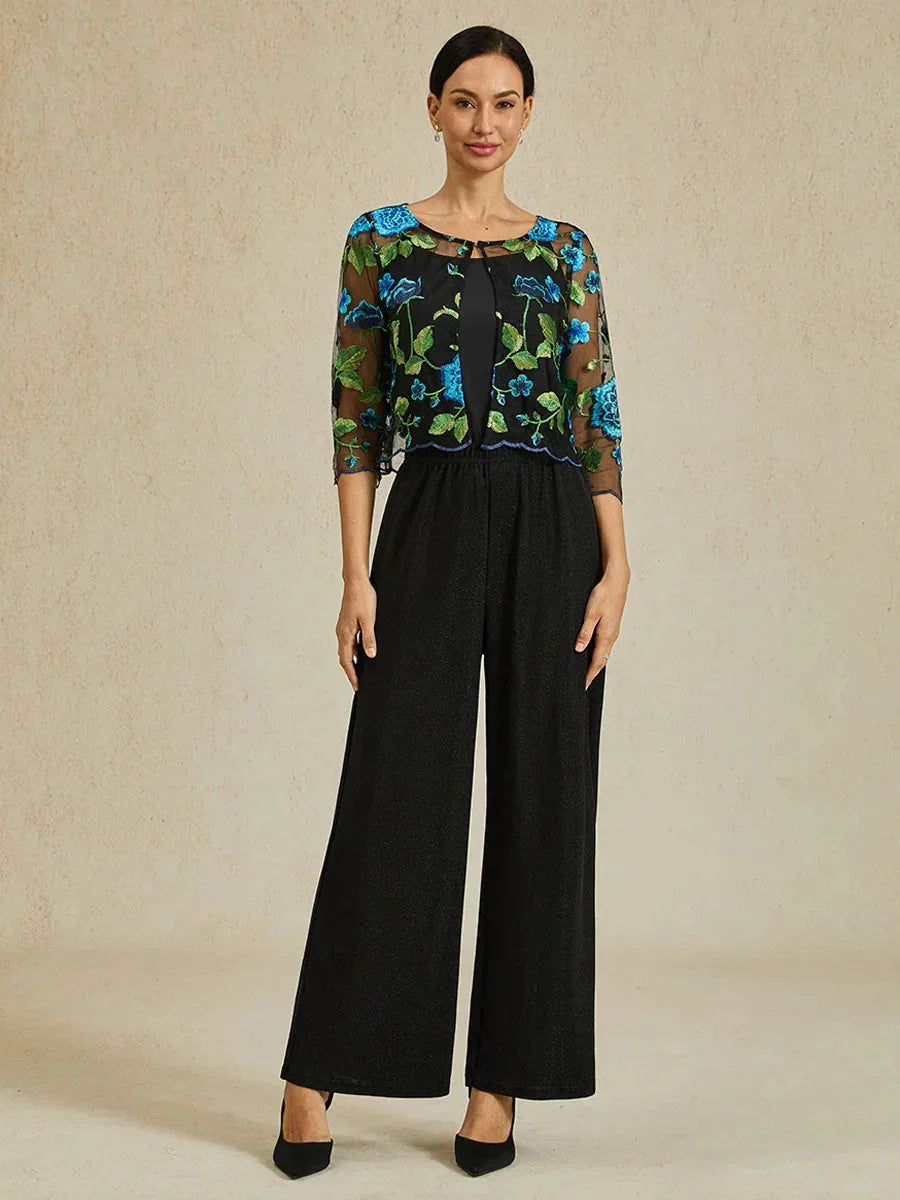 Metallic gebreide broek met rechte pijpen