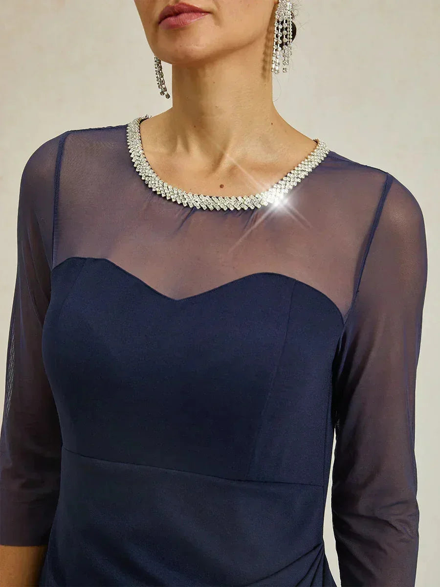 Elegante Galajurk met Kralen en Illusiehalslijn