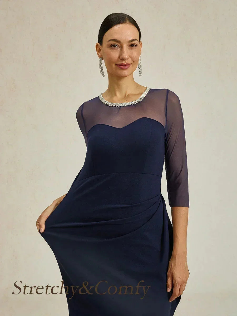 Elegante Galajurk met Kralen en Illusion-halslijn