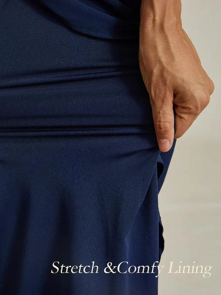 Elegante kanten en chiffon theelange jurk