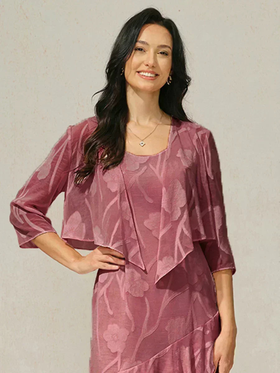 Bloemige Doorschijnende Chiffon 3/4-Mouw Bolero