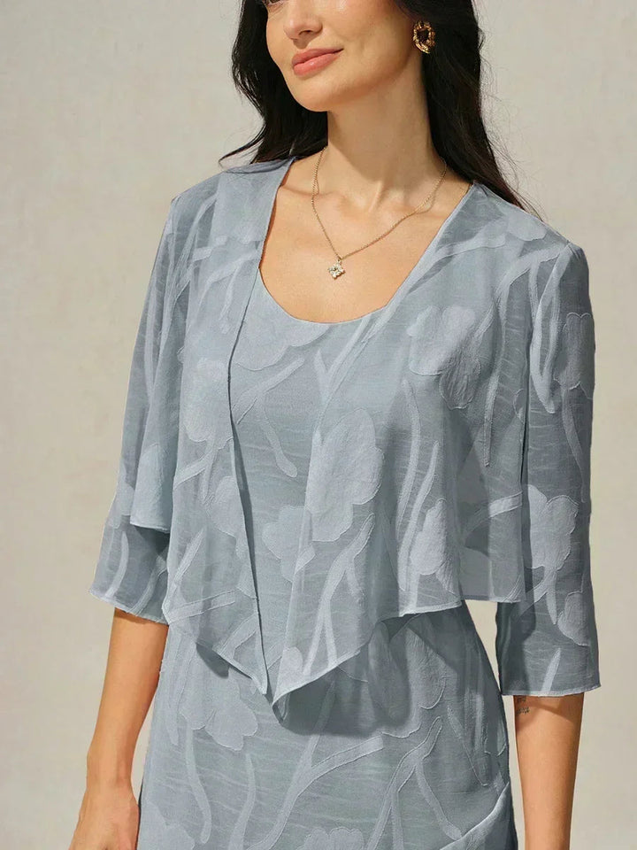 Floral Sheer Chiffon 3/4 Sleeve Shrug