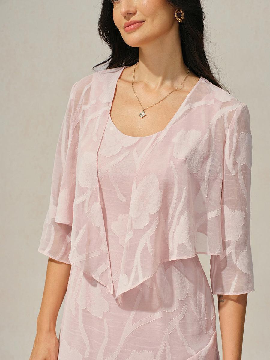 Bloemig Doorschijnend Chiffon Bolero Met 3/4-Mouwen