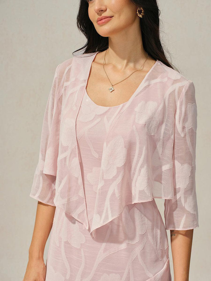Bloemig Doorschijnend Chiffon Bolero Met 3/4-Mouwen