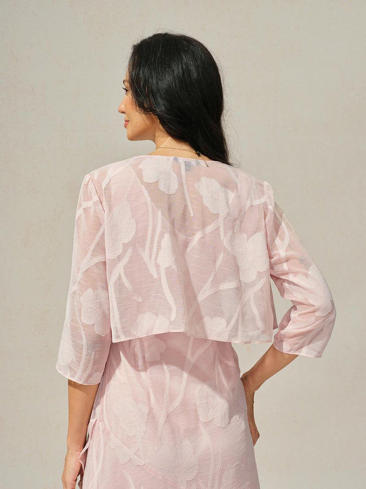 Bloemenprint Doorschijnende Chiffon Bolero Met 3/4-mouwen