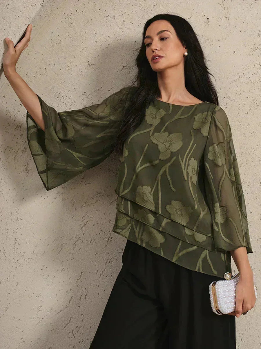 Gelaagde Chiffonblouse met Bloemenprint