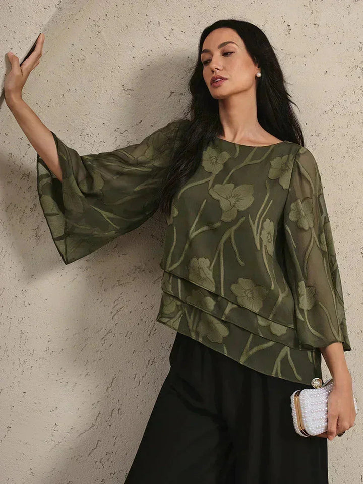 Chiffon Bloemenprint Gelaagde Blouse