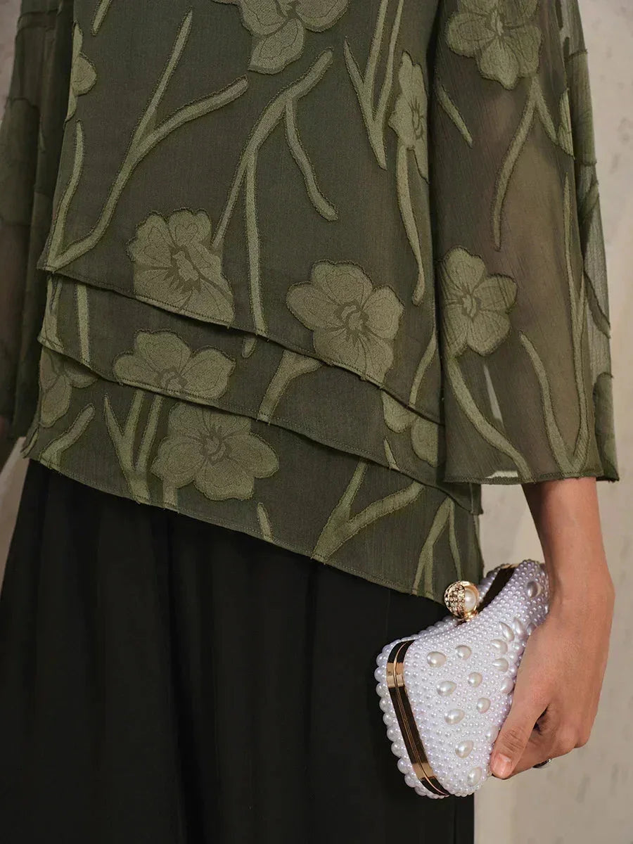 Chiffon Bloemenprint Gelaagde Blouse