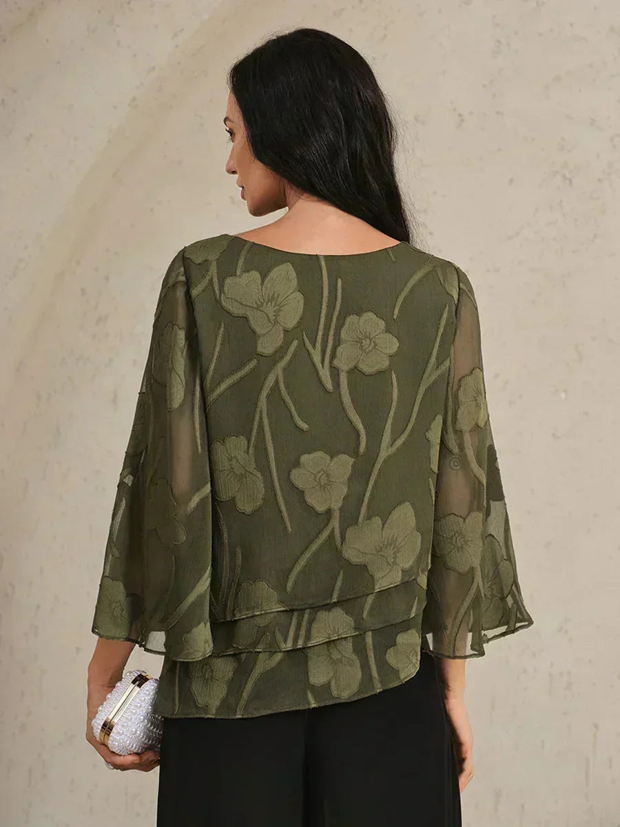 Chiffon Bloemenprint Gelaagde Blouse