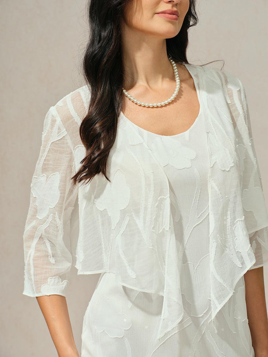 Bloemig Doorschijnend Chiffon Bolero Met 3/4-Mouwen