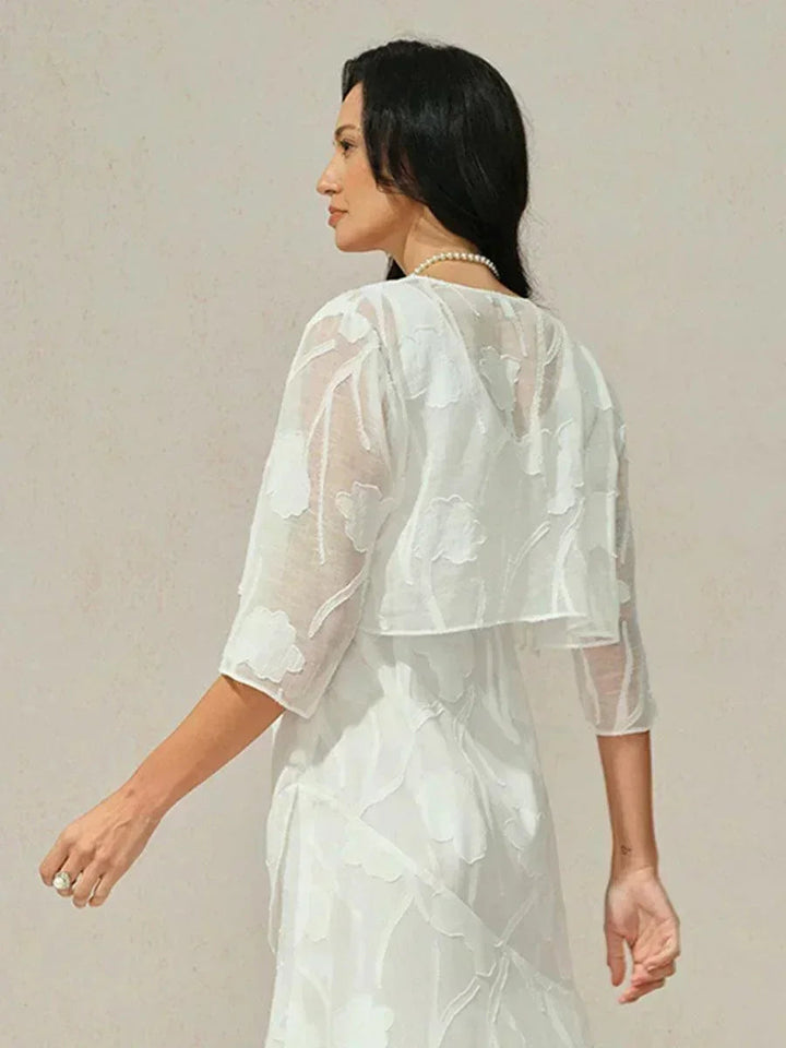 Bloemig Doorschijnend Chiffon Bolero Met 3/4-Mouwen