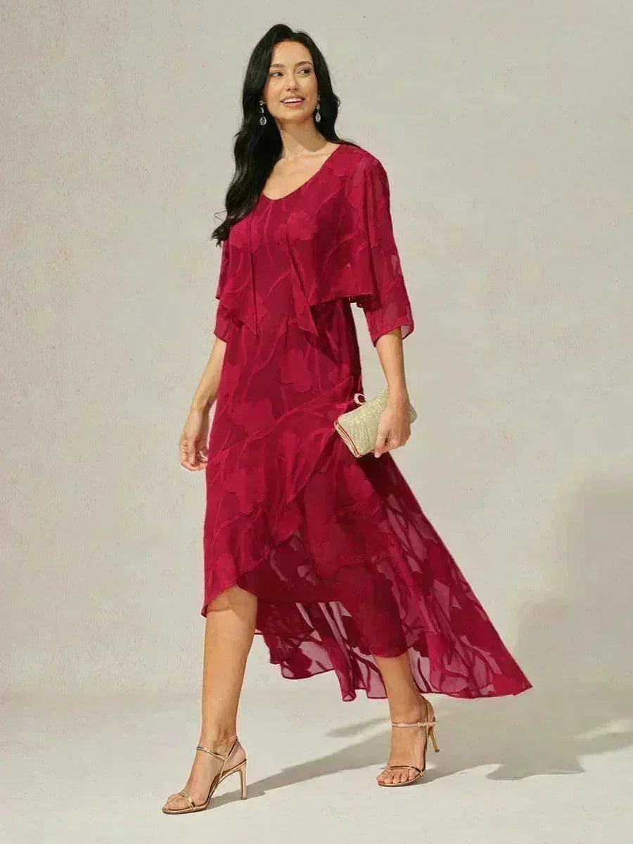 Bloemenchiffon Mouwloze Avondjurk met Asymmetrische Zoom