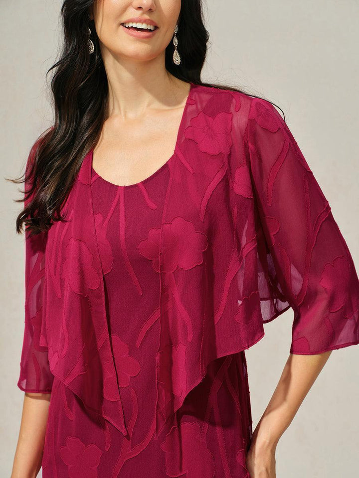 Bloemig Doorschijnend Chiffon Bolero Met 3/4-Mouwen