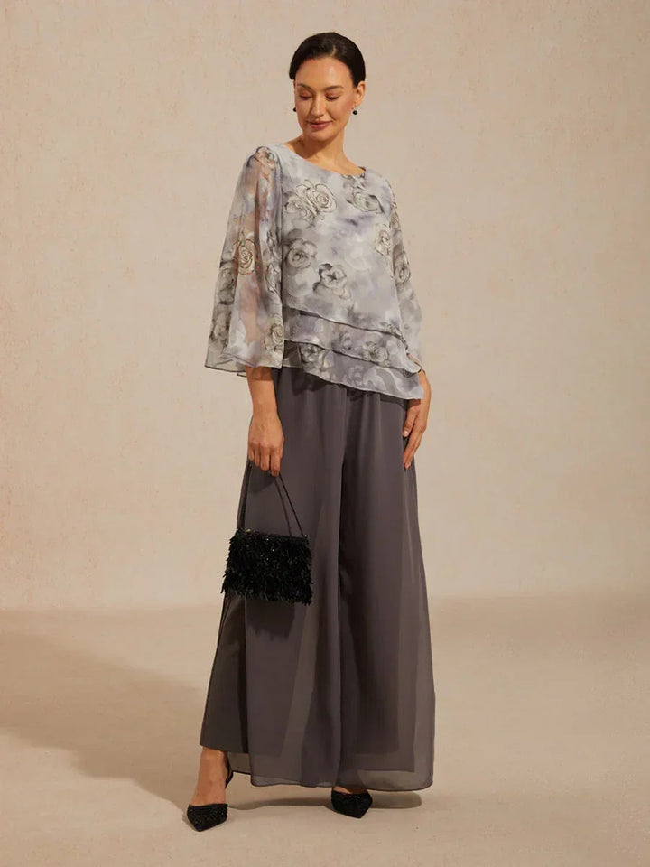 Gelaagde Chiffonblouse met Kant en Bloemenprint