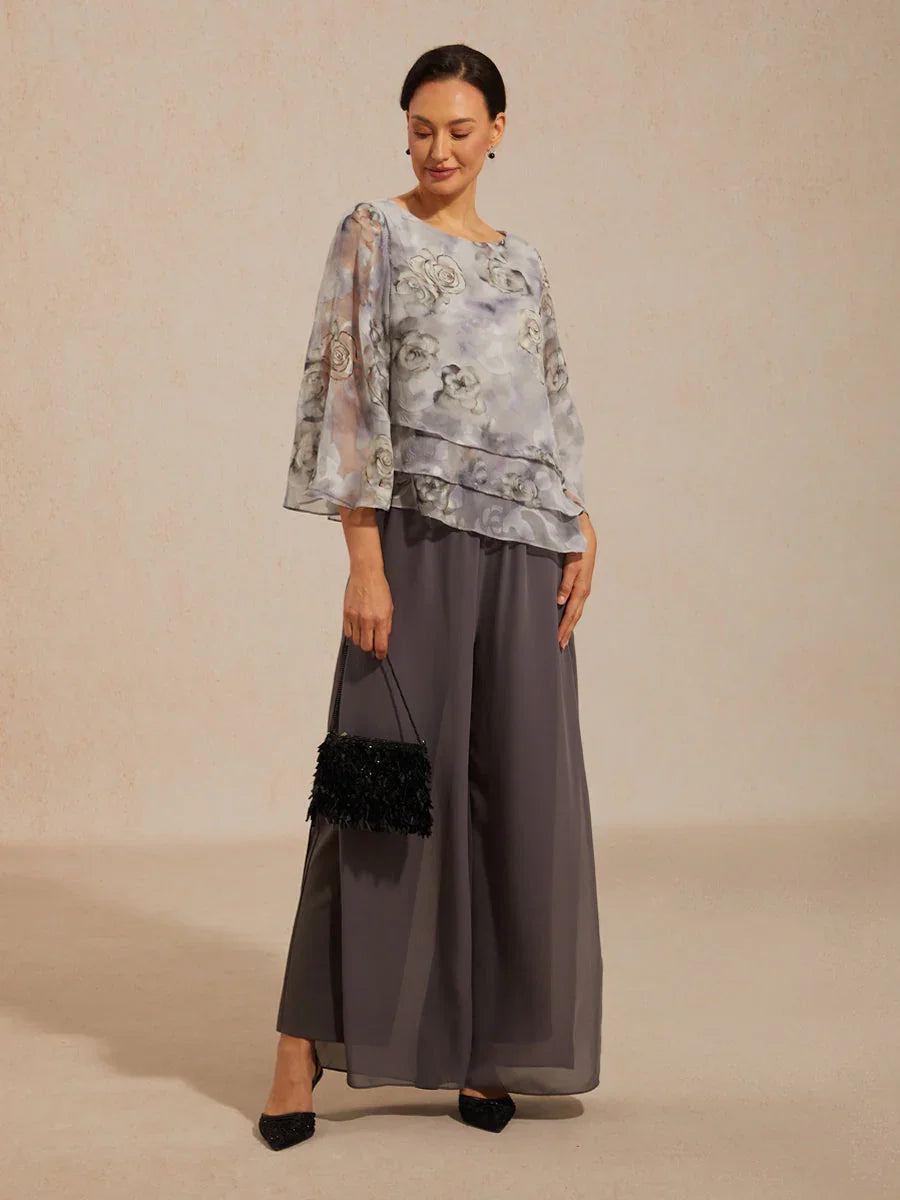Gelaagde Chiffonblouse met Kant en Bloemenprint