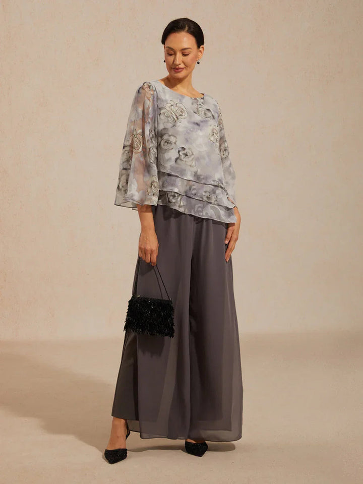 Gelaagde Chiffonblouse met Kant en Bloemenprint