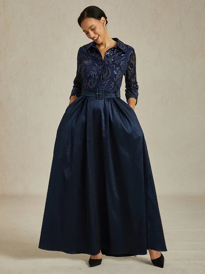 Stretchtaffeta Geborduurde Cocktailjurk met Paillettenbuste